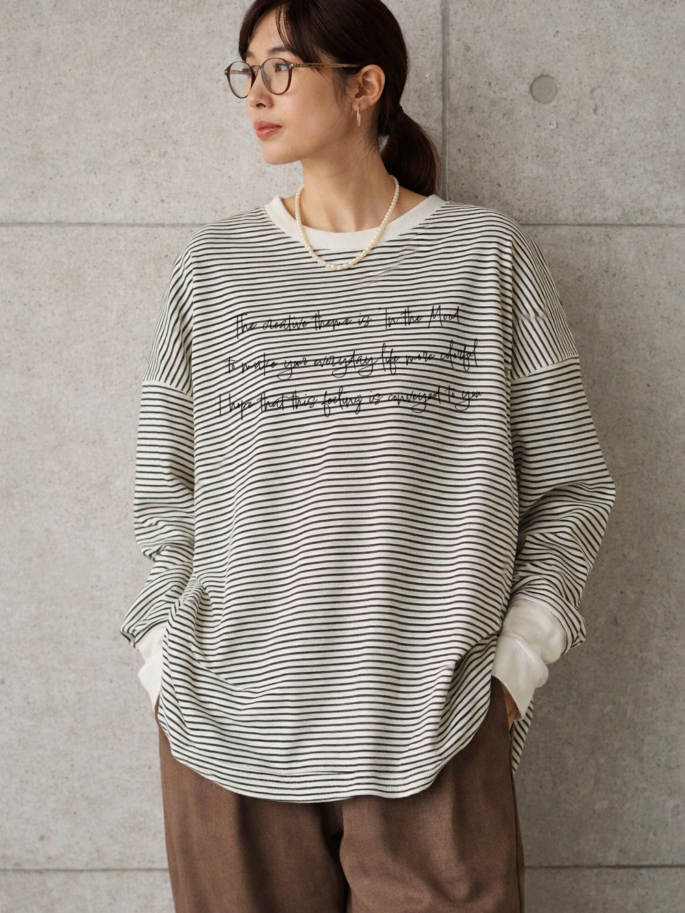 ロングスリーブ・ボーダーTシャツ by アトリエ彩飾案